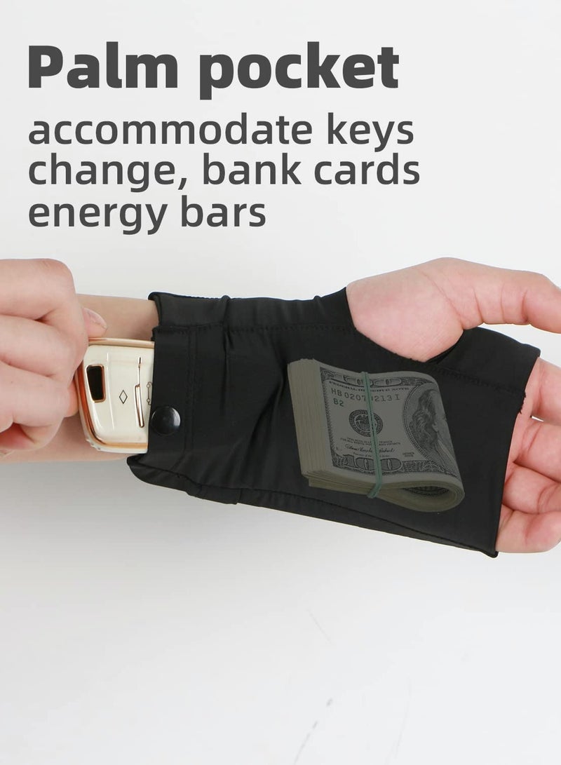 Portable Wrist Bag, Cell Phone Arm Bands with Reflective Logo, Non-Slip Knitted Cloth, Glove Bag Phone Strap Armband, for Running, Walking, Hiking, and Cycling - Black - Image 2